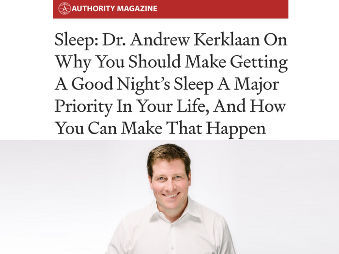 Dr. Kerklaan shares expert sleep insights in Authority Magazine’s ‘Why You Should Make Sleep a Priority’ series, discussing CBD, sleep health, and natural ways to improve sleep quality.
