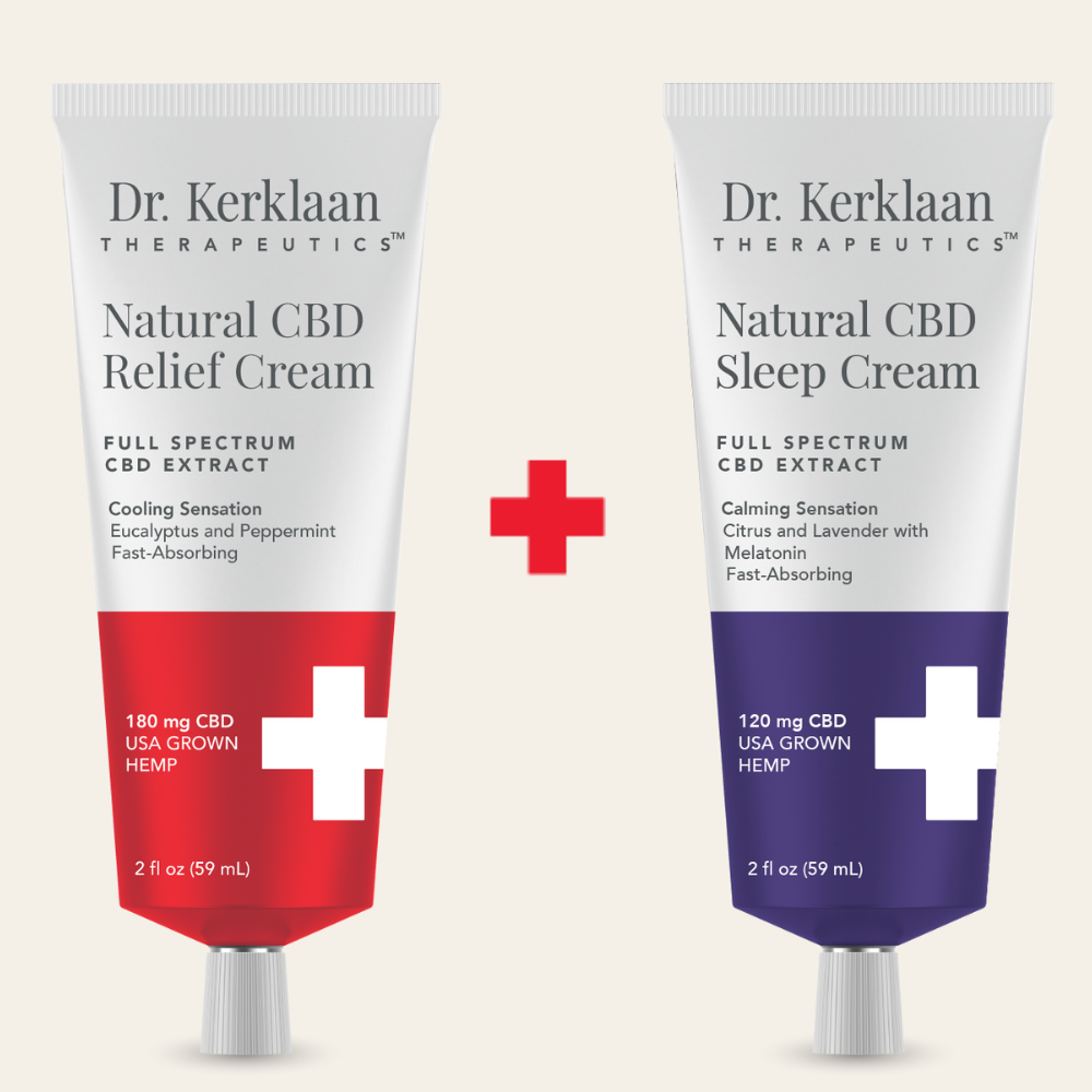 Dr. Kerklaan Natural CBD Relief Cream and Natural CBD Sleep Cream showing bundled together.