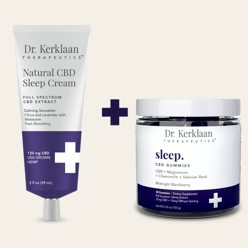 CBD Sleep Cream + CBD Sleep Gummies shown together in a bundle.