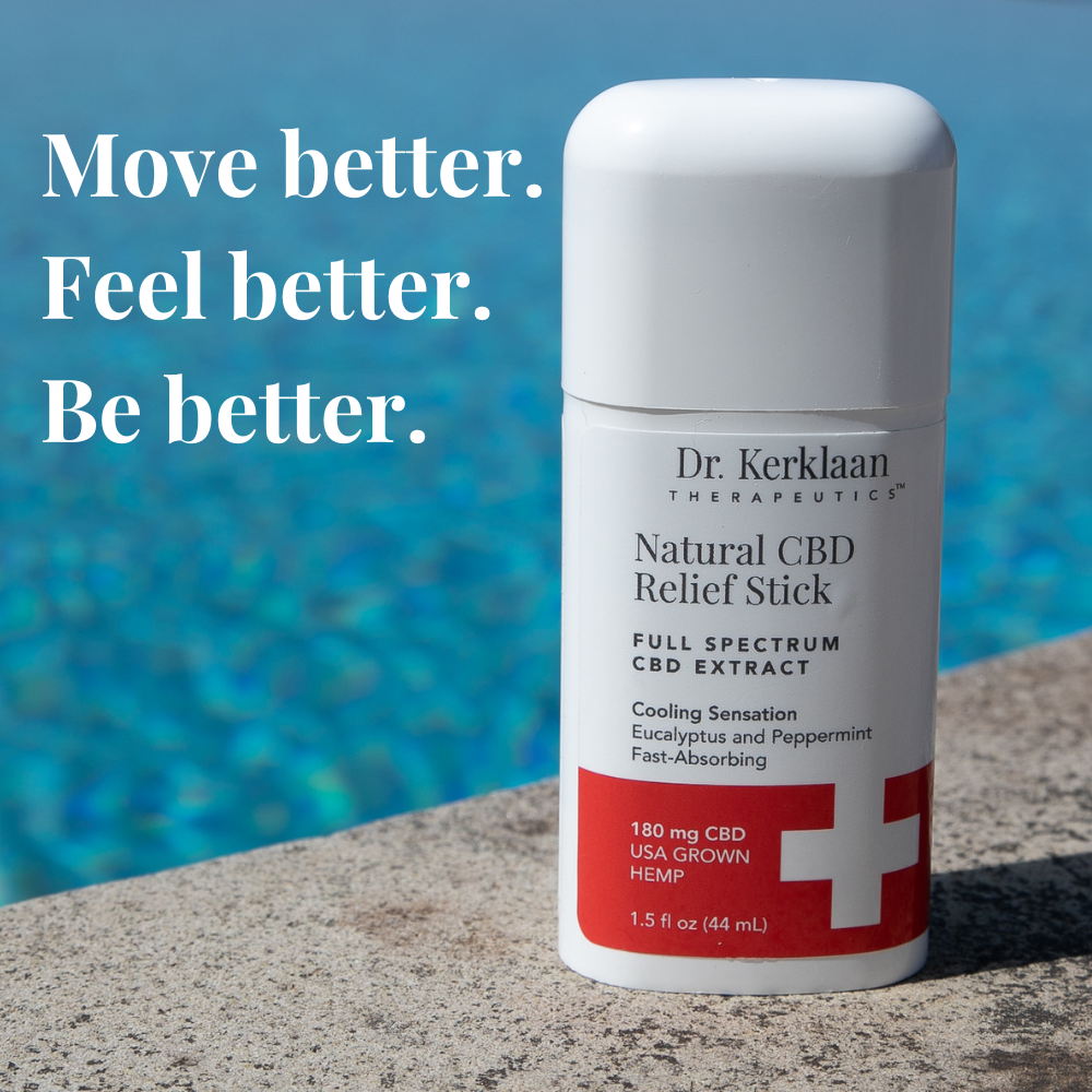 CBD Relief Stick by the pool with
