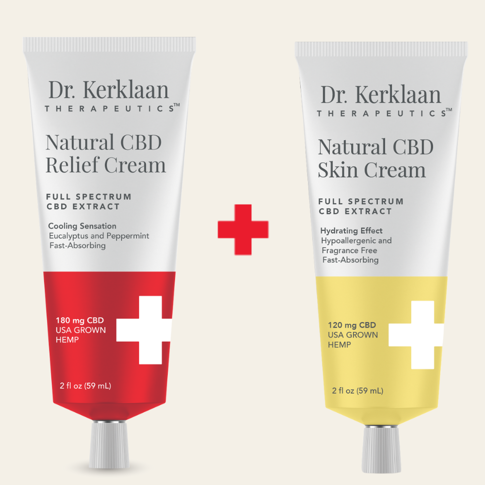 Dr. Kerklaan Natural CBD Relief Cream and Natural CBD Skin Cream showing bundled together.